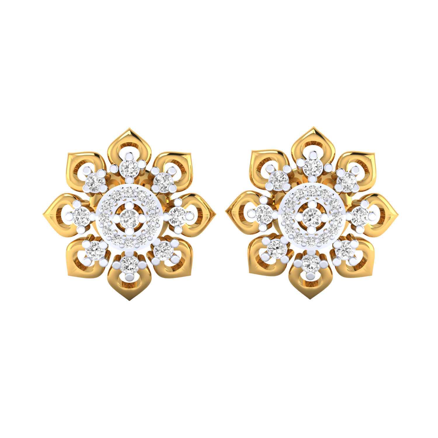 Women Stud Earrings STL JCD OBJ FBX Renders Details 3D print model_17