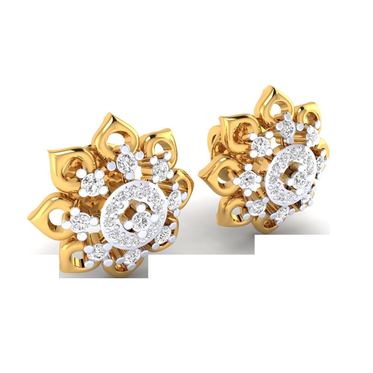 Women Stud Earrings STL JCD OBJ FBX Renders Details 3D print model_6