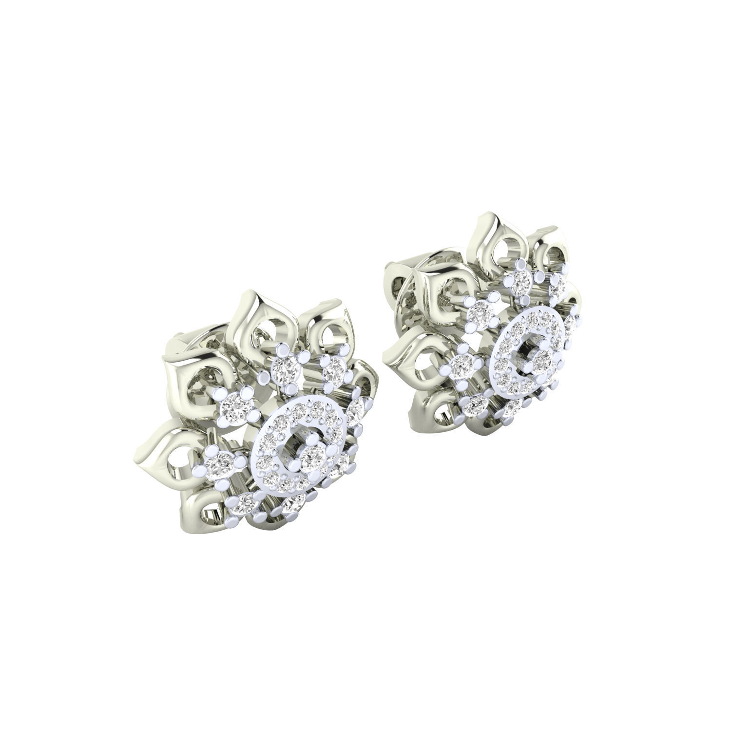 Women Stud Earrings STL JCD OBJ FBX Renders Details 3D print model_3