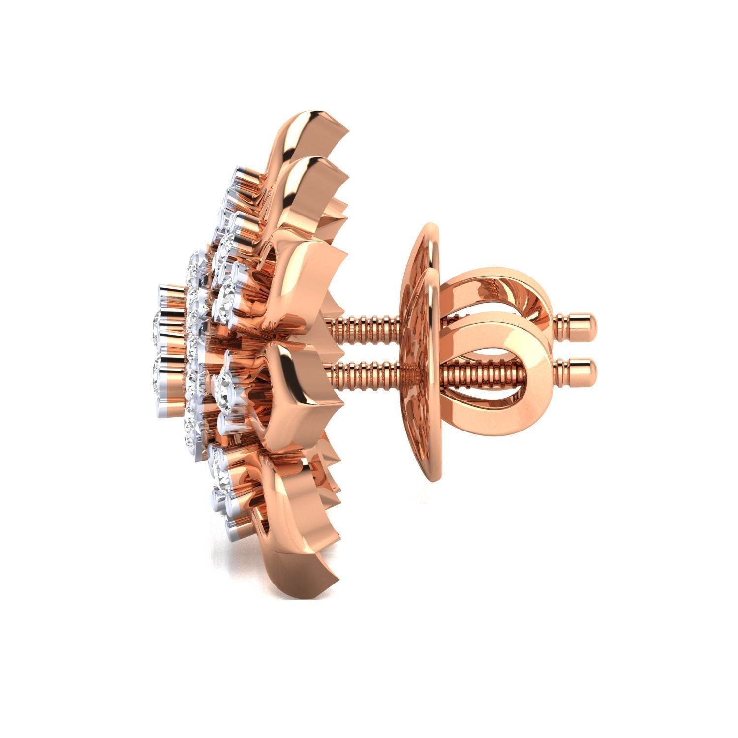 Women Stud Earrings STL JCD OBJ FBX Renders Details 3D print model_8