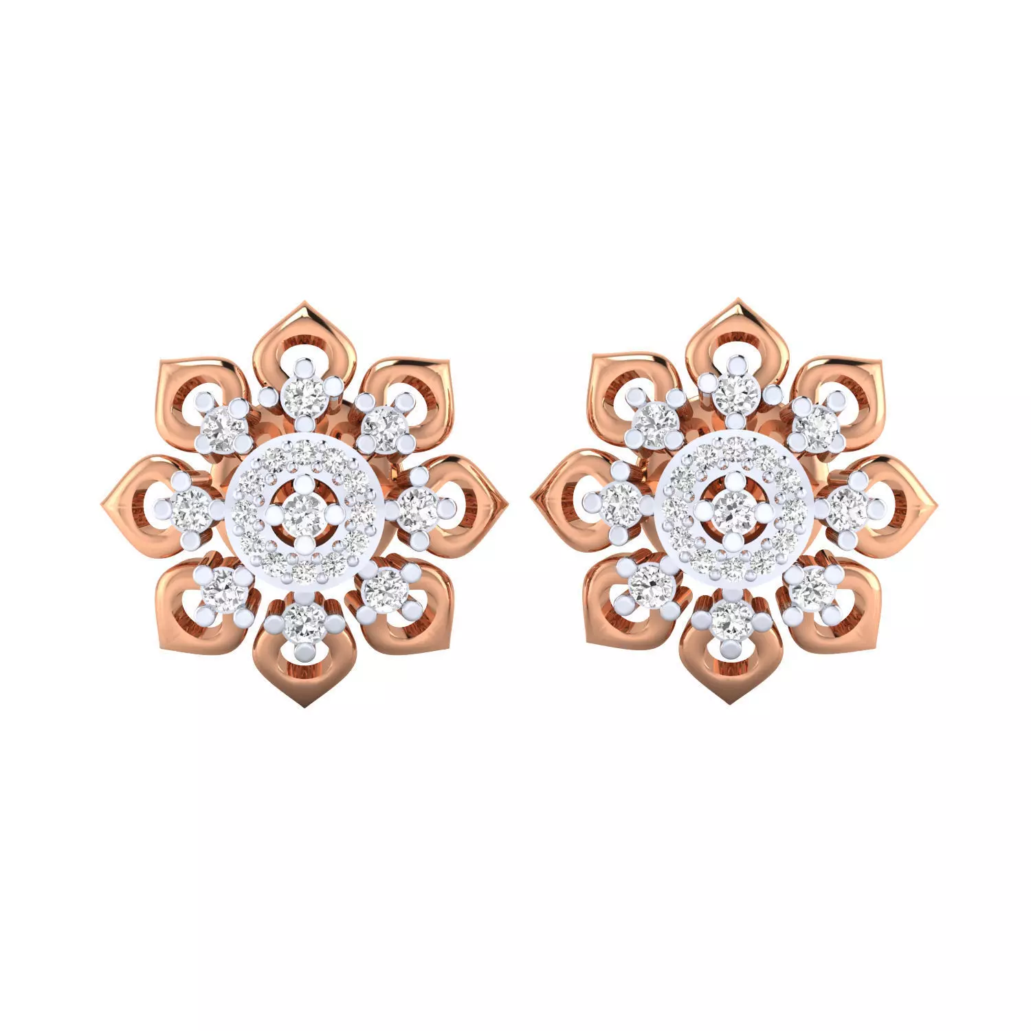 Women Stud Earrings STL JCD OBJ FBX Renders Details 3D print model_0