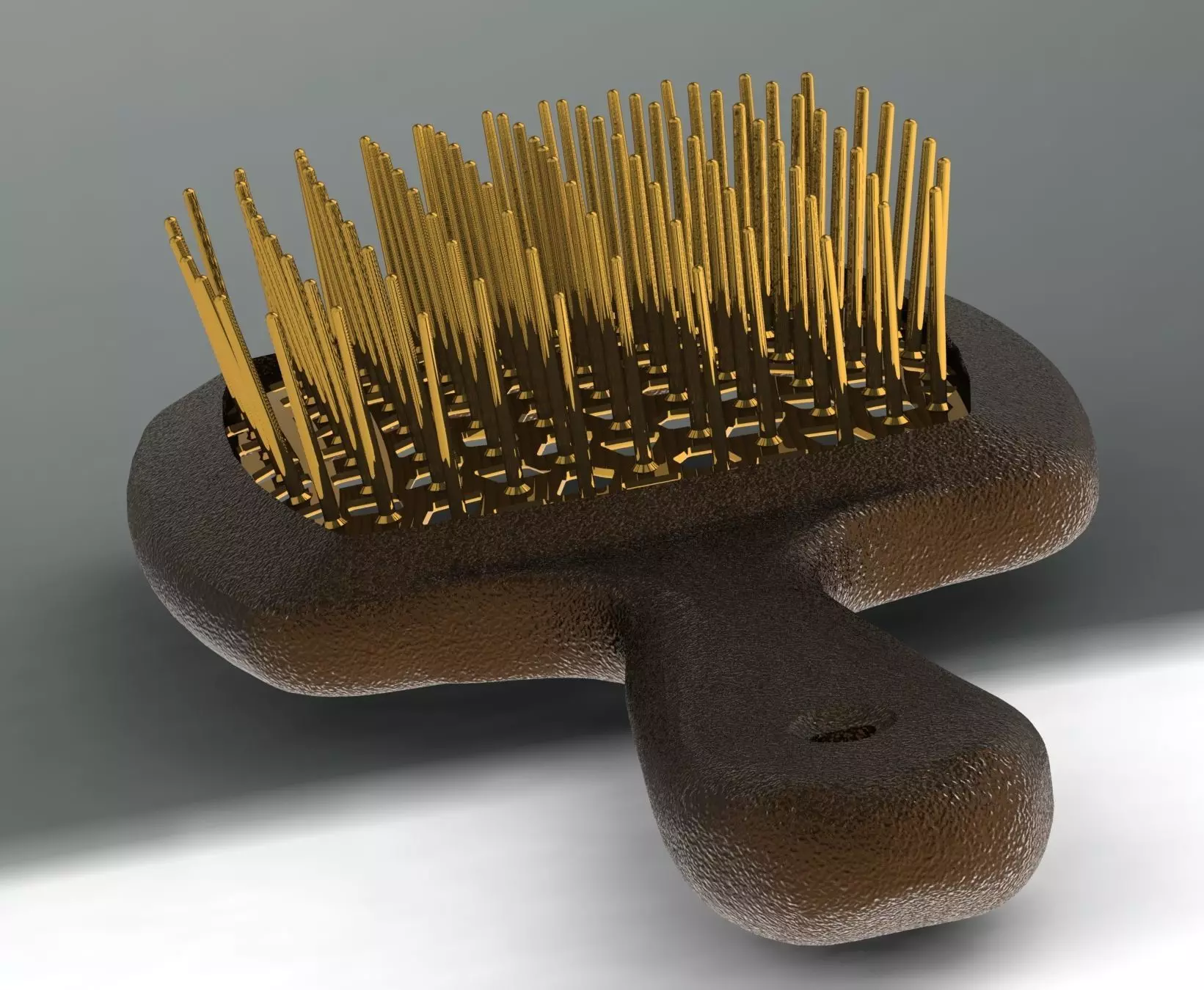 Hollow hair comb bronze with yellow insert 3D print model_0