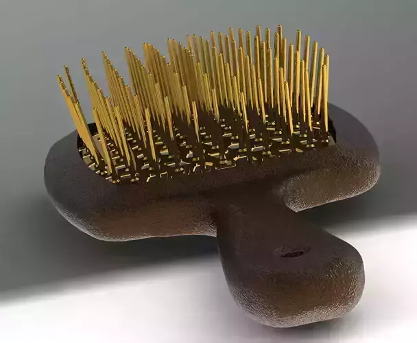Hollow hair comb bronze with yellow insert 3D print model