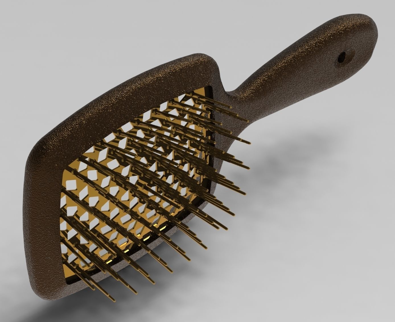 Hollow hair comb bronze with yellow insert 3D print model_12