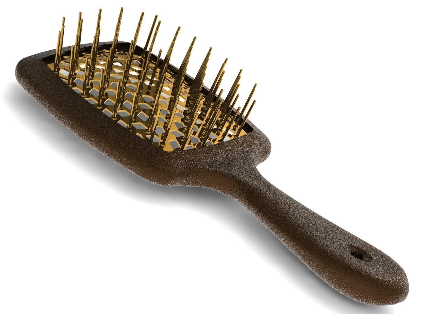 Hollow hair comb bronze with yellow insert 3D print model_19