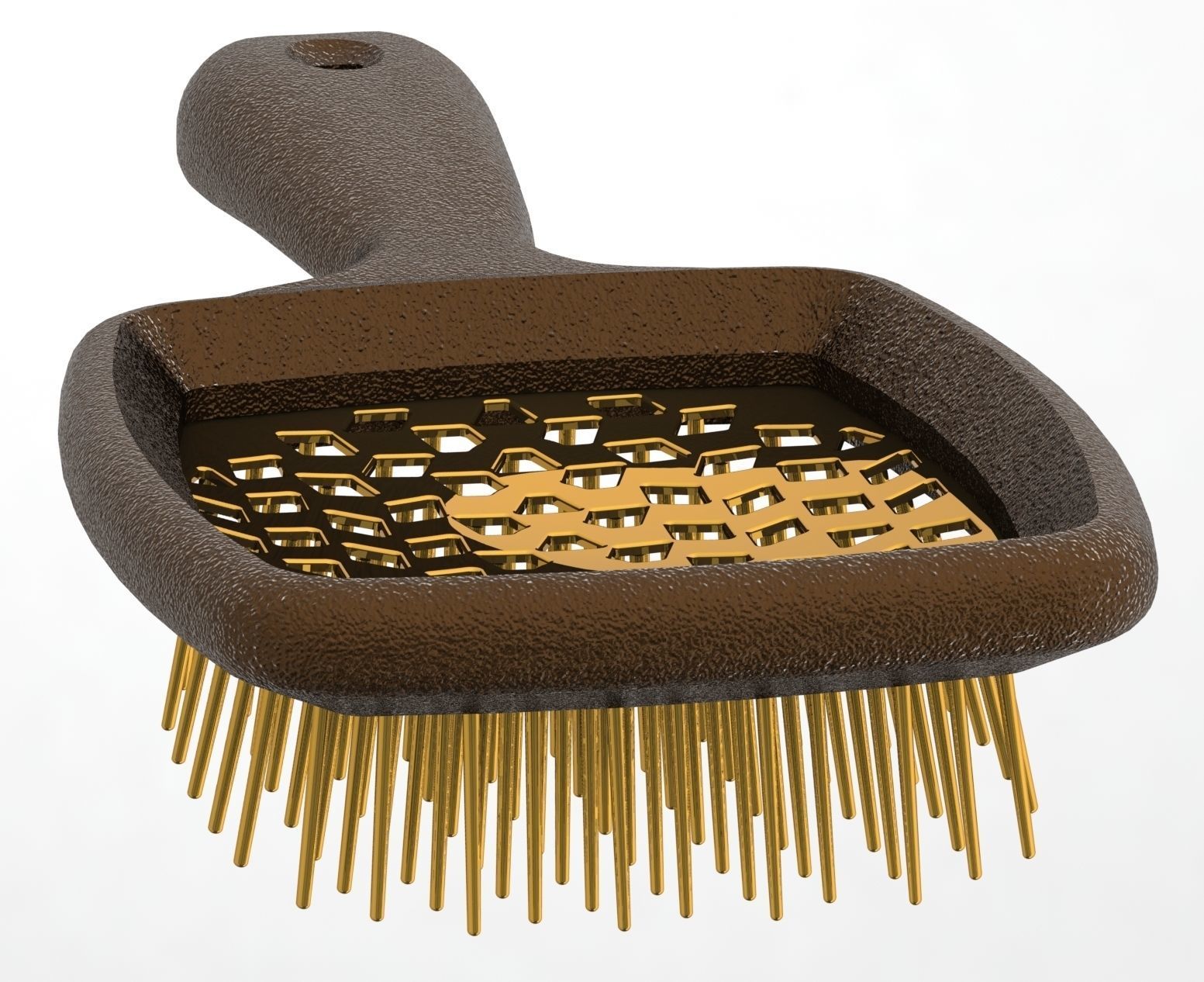 Hollow hair comb bronze with yellow insert 3D print model_4