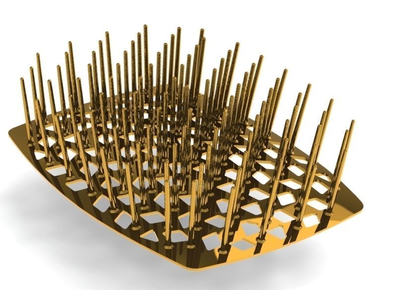 Hollow hair comb bronze with yellow insert 3D print model_3