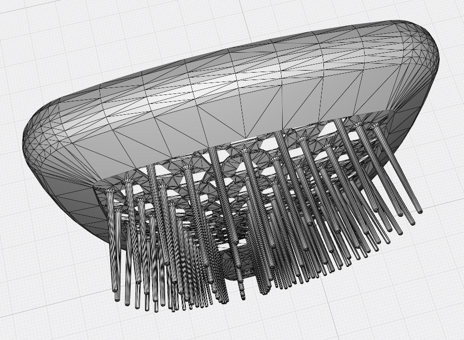 Hollow hair comb bronze with yellow insert 3D print model_13