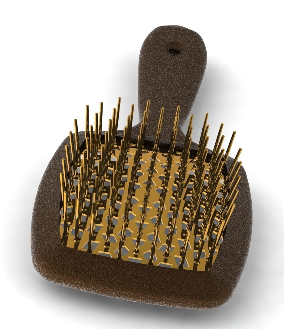 Hollow hair comb bronze with yellow insert 3D print model_20