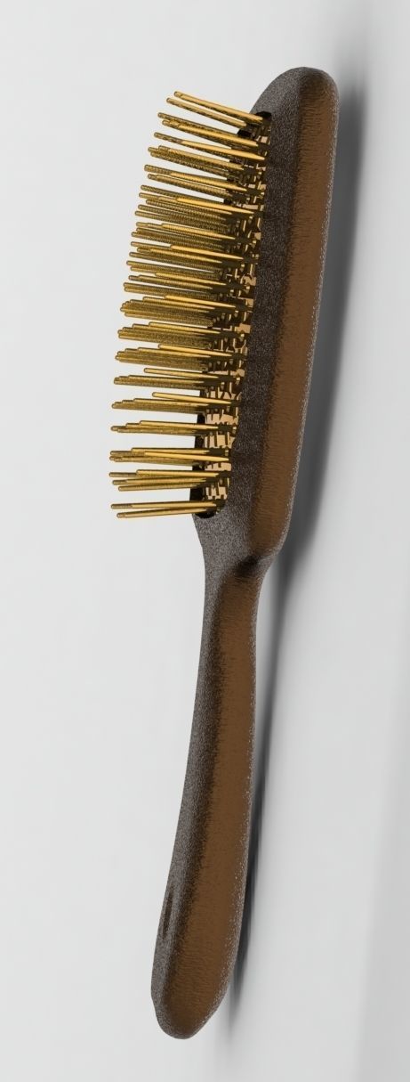Hollow hair comb bronze with yellow insert 3D print model_16