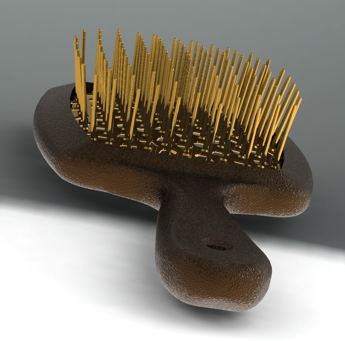 Hollow hair comb bronze with yellow insert 3D print model_18