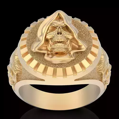 Skull gown ring silver gold printable jewelry 3D model