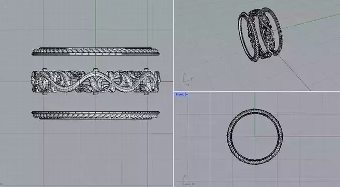 Two Rings 3D print model 