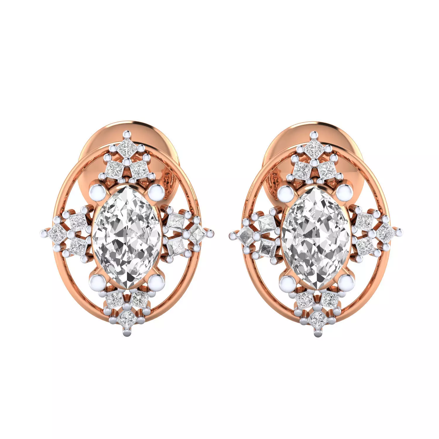 Women Stud Earrings STL JCD OBJ FBX Renders Details 3D print model_0