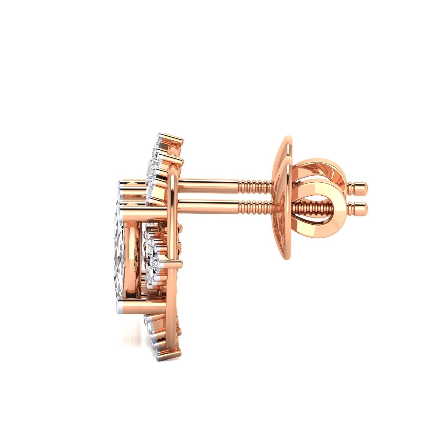 Women Stud Earrings STL JCD OBJ FBX Renders Details 3D print model_8