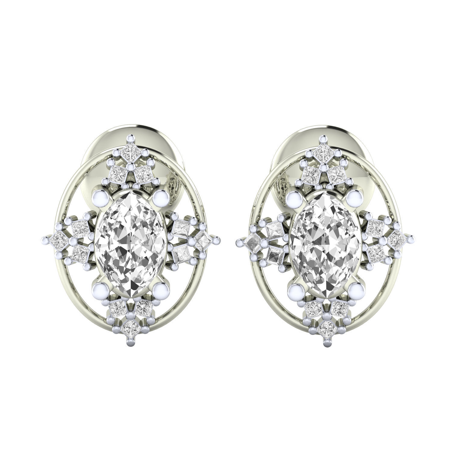 Women Stud Earrings STL JCD OBJ FBX Renders Details 3D print model_14