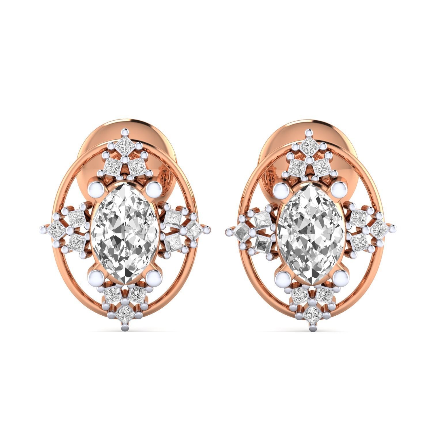 Women Stud Earrings STL JCD OBJ FBX Renders Details 3D print model_13