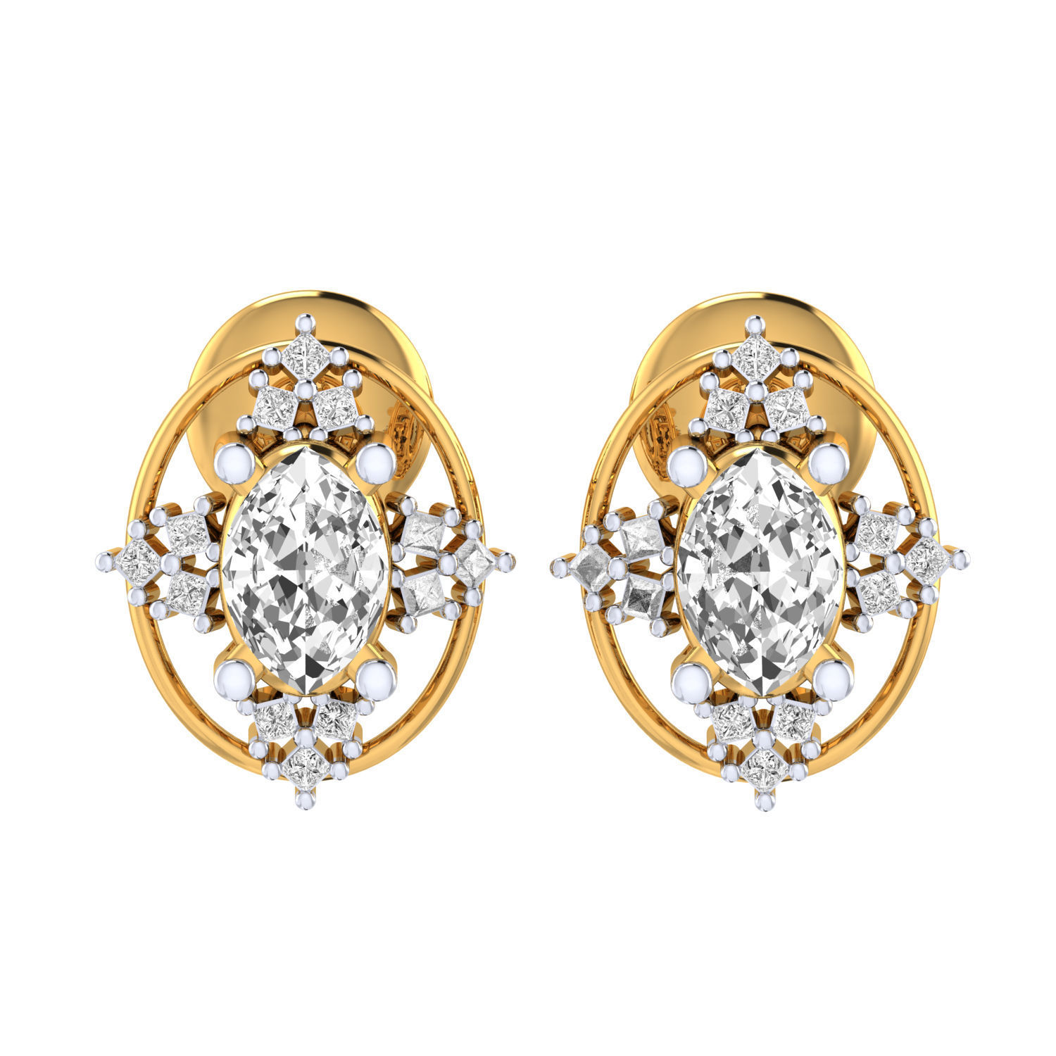 Women Stud Earrings STL JCD OBJ FBX Renders Details 3D print model_17