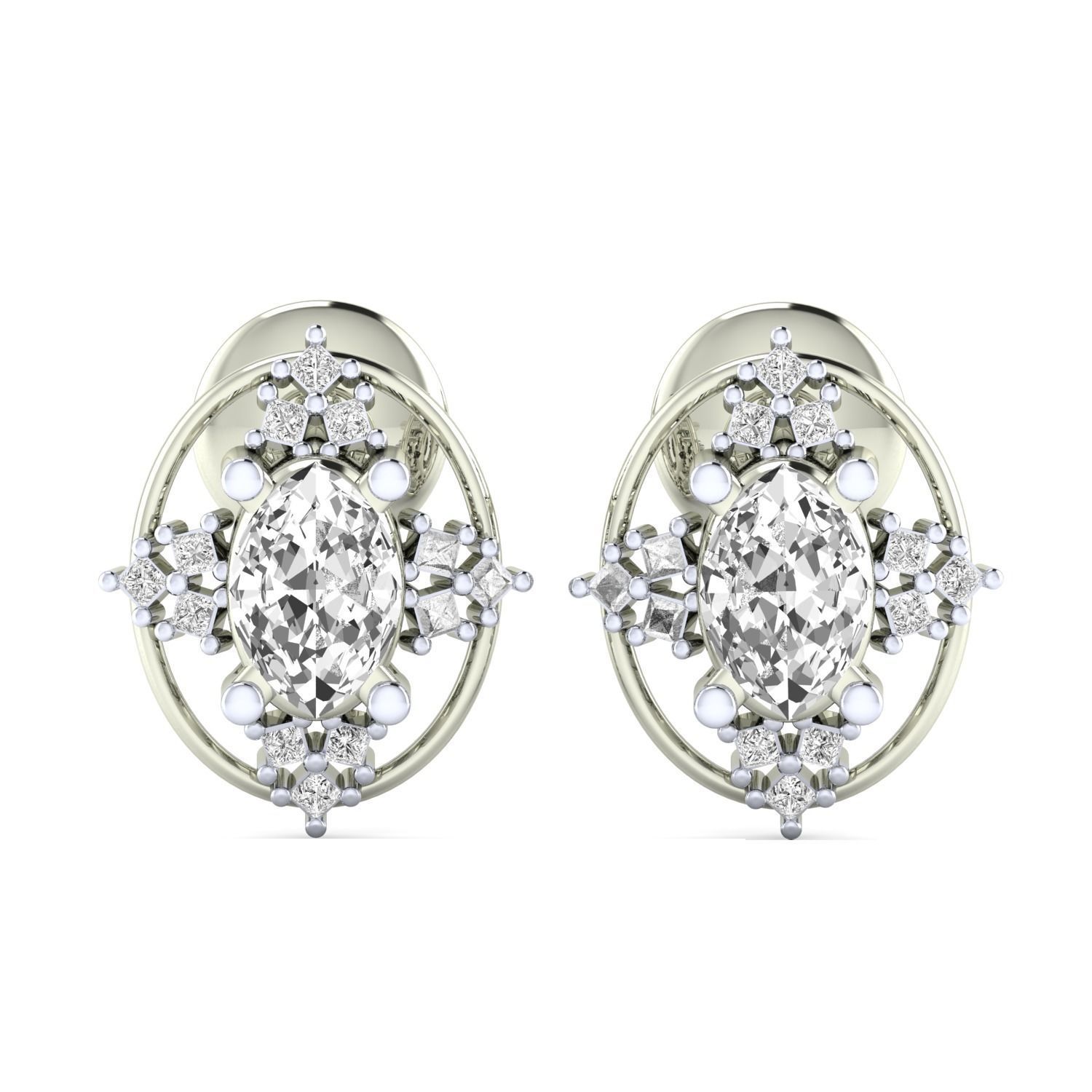 Women Stud Earrings STL JCD OBJ FBX Renders Details 3D print model_15