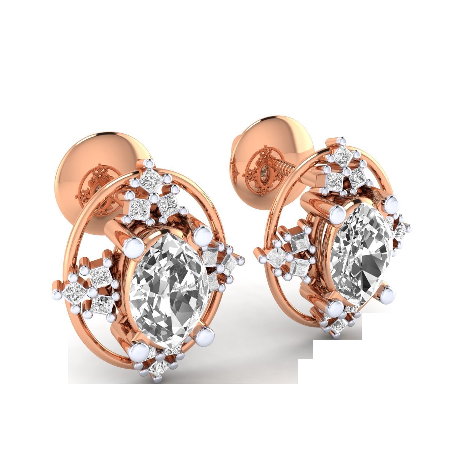 Women Stud Earrings STL JCD OBJ FBX Renders Details 3D print model_2