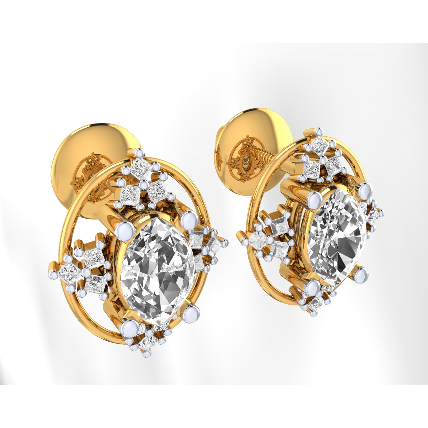 Women Stud Earrings STL JCD OBJ FBX Renders Details 3D print model_5