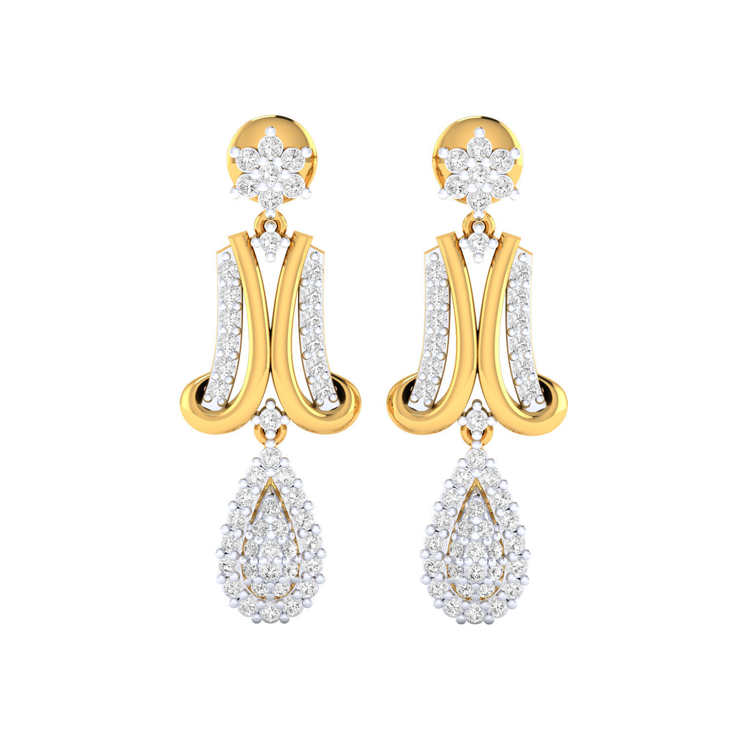 Women Long Drop Earrings STL JCD OBJ FBX Renders Details 3D print model_16