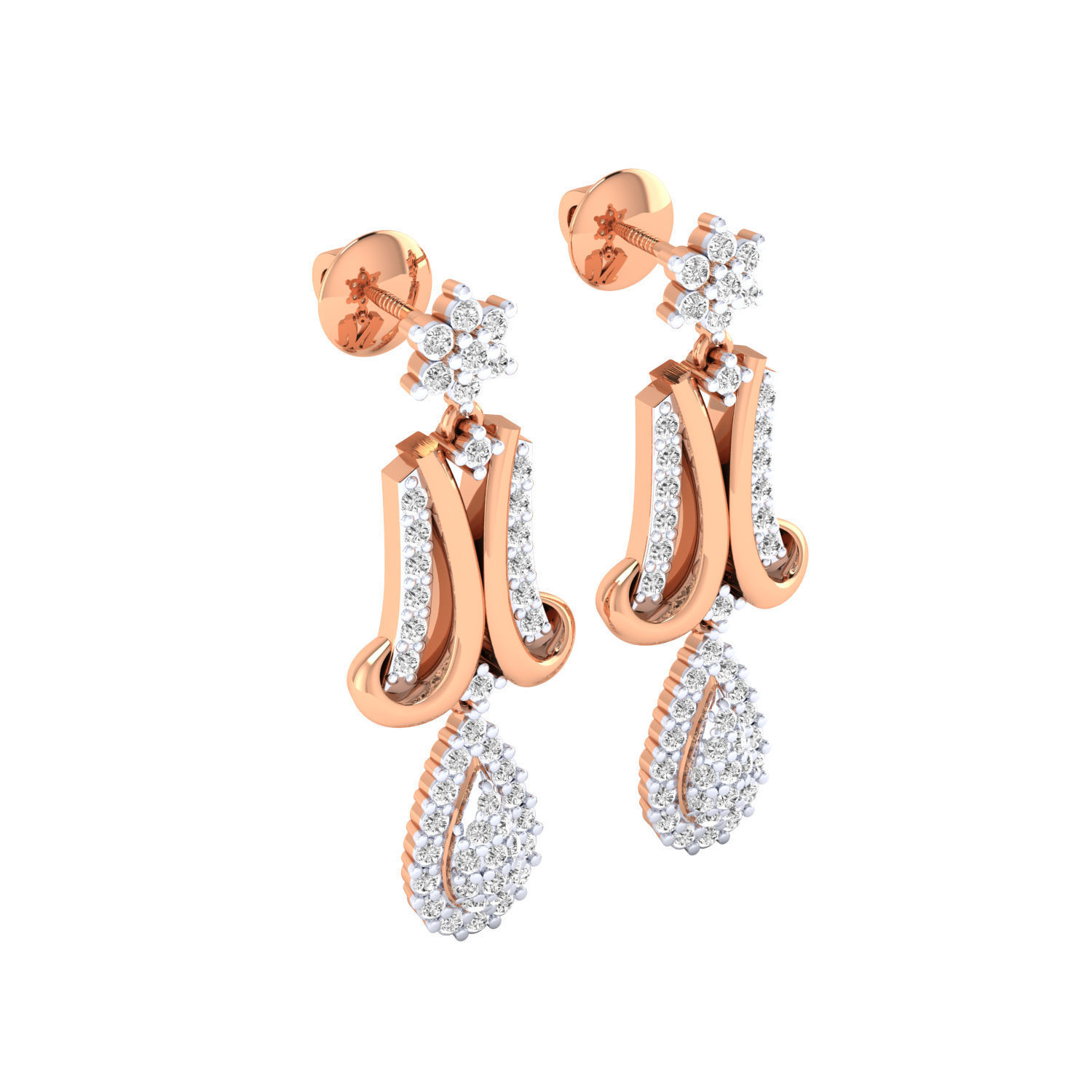 Women Long Drop Earrings STL JCD OBJ FBX Renders Details 3D print model_2