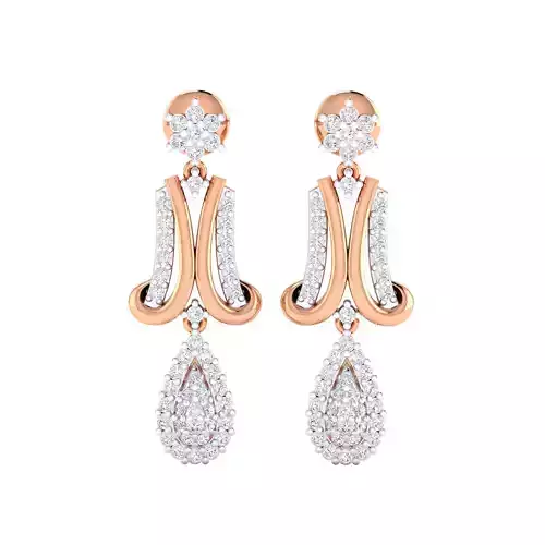 Women Long Drop Earrings STL JCD OBJ FBX Renders Details