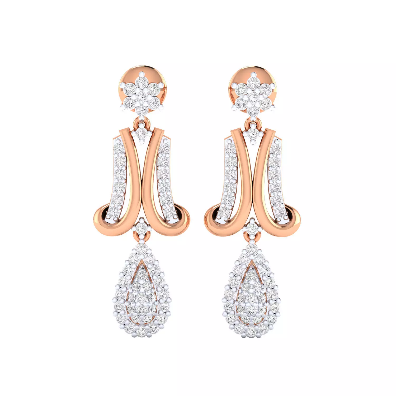 Women Long Drop Earrings STL JCD OBJ FBX Renders Details 3D print model_0