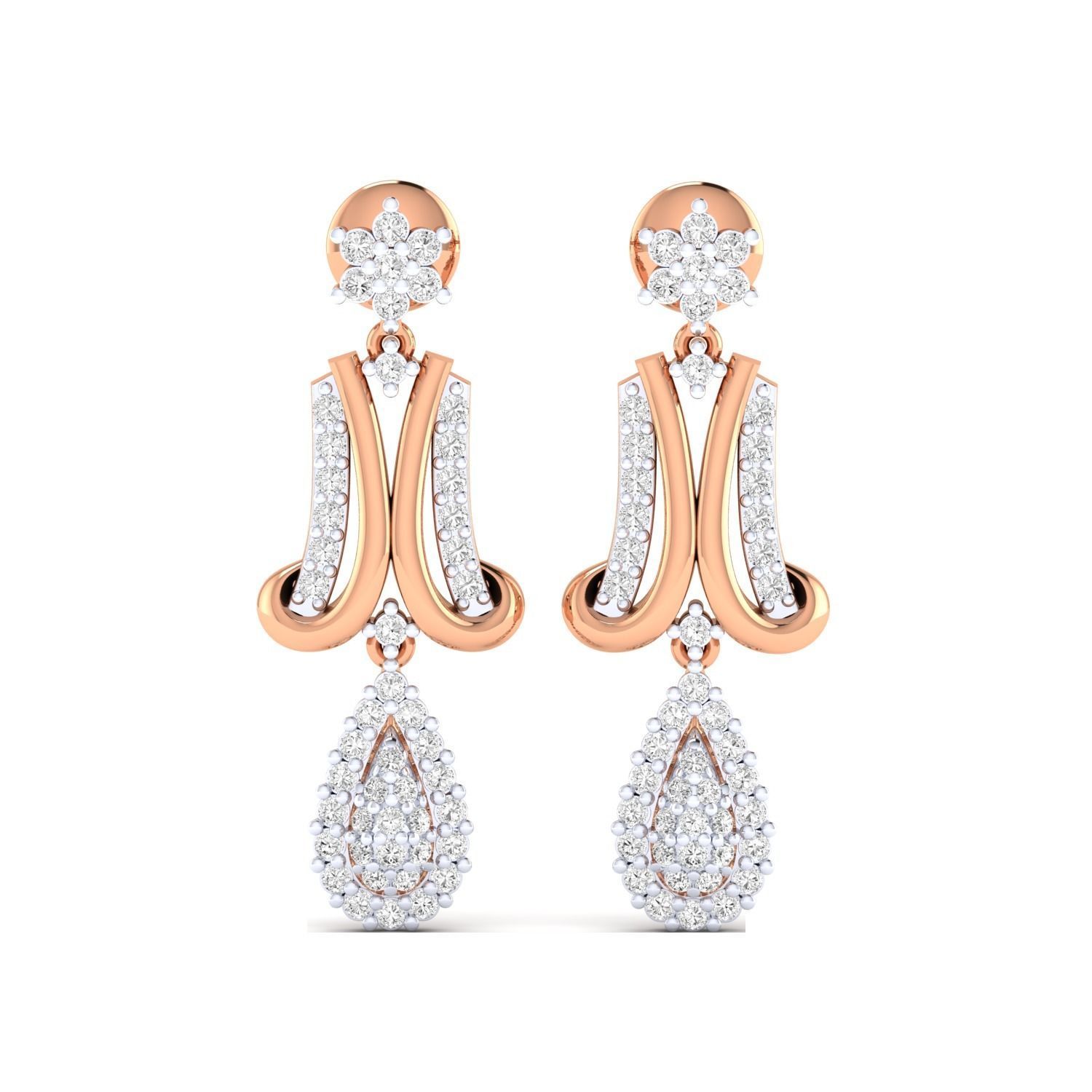 Women Long Drop Earrings STL JCD OBJ FBX Renders Details 3D print model_1