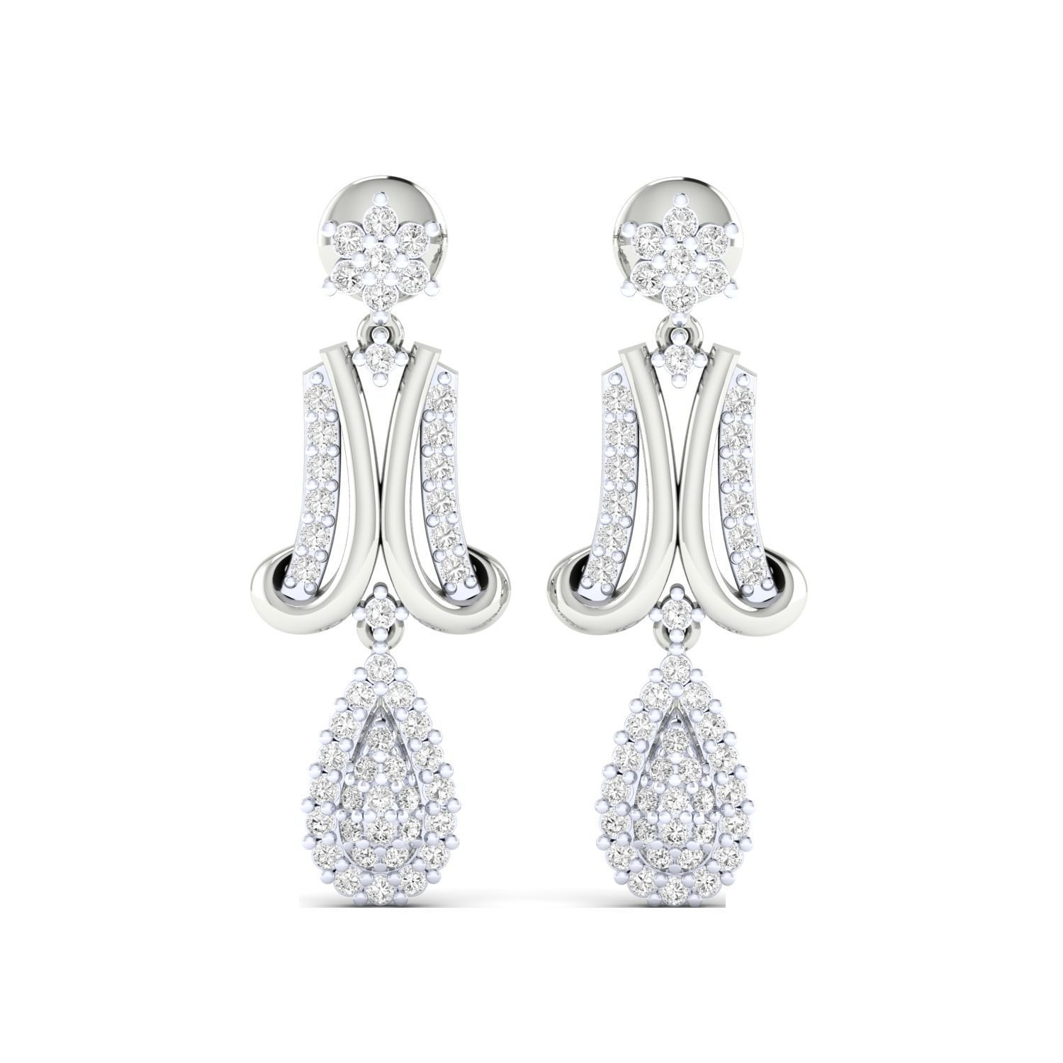 Women Long Drop Earrings STL JCD OBJ FBX Renders Details 3D print model_11