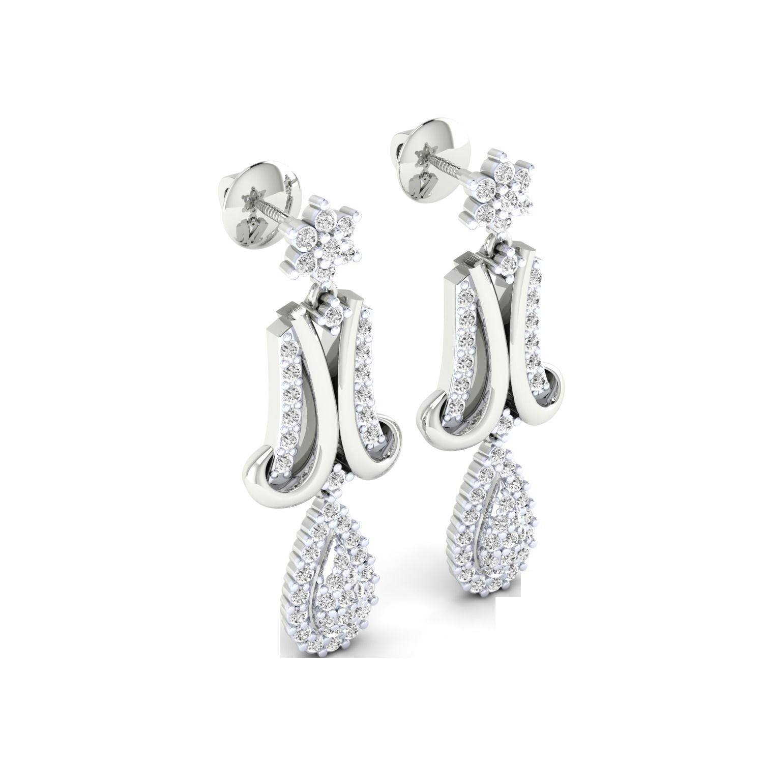 Women Long Drop Earrings STL JCD OBJ FBX Renders Details 3D print model_5