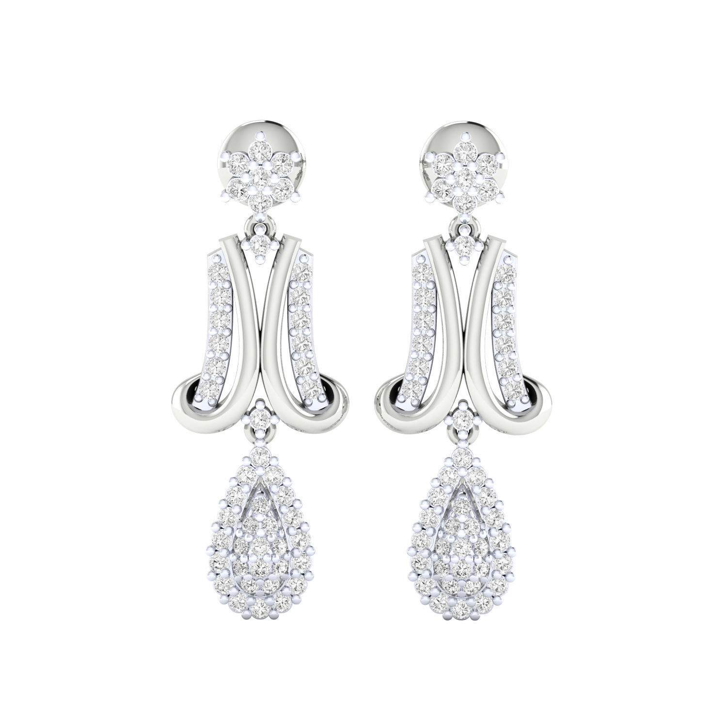 Women Long Drop Earrings STL JCD OBJ FBX Renders Details 3D print model_10