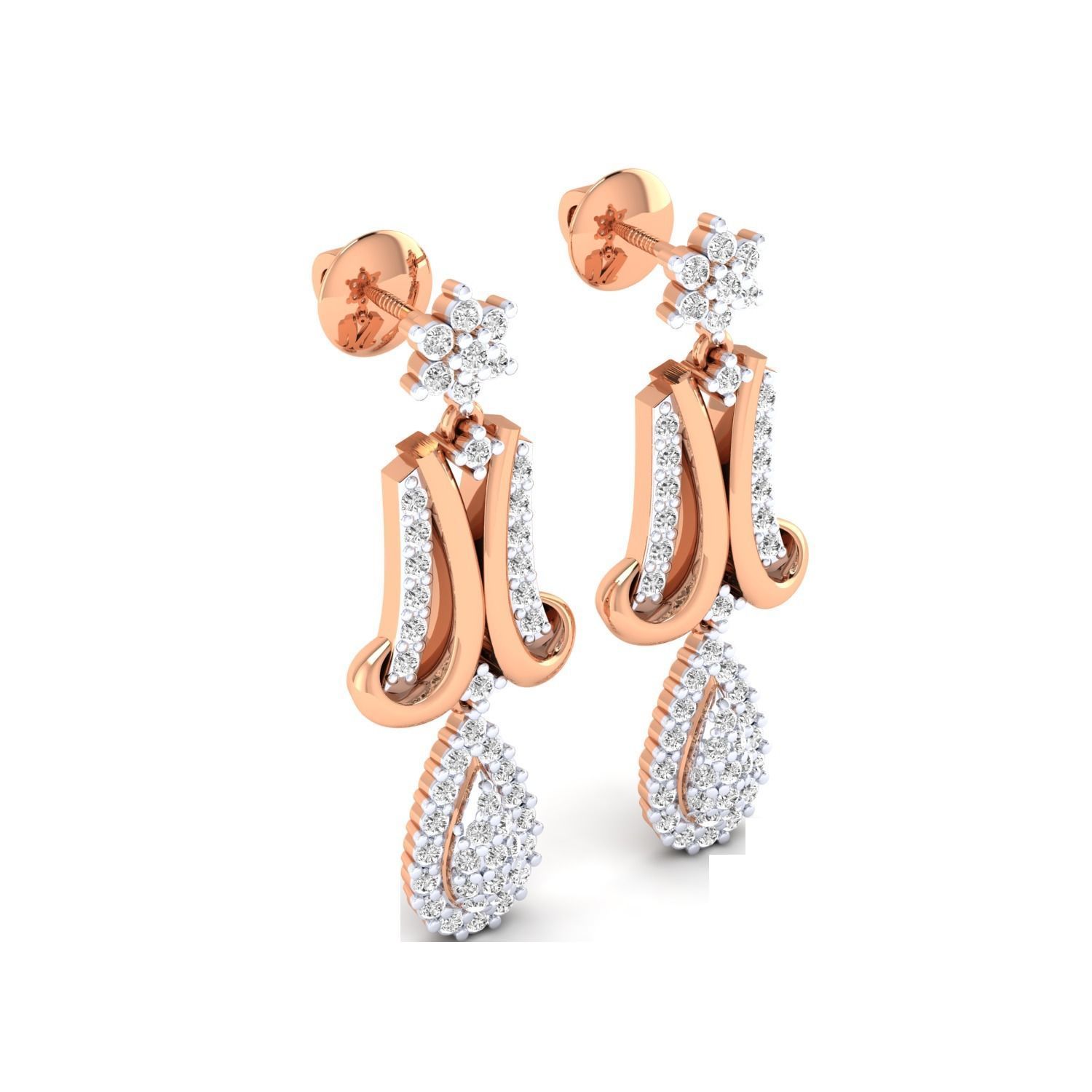 Women Long Drop Earrings STL JCD OBJ FBX Renders Details 3D print model_3