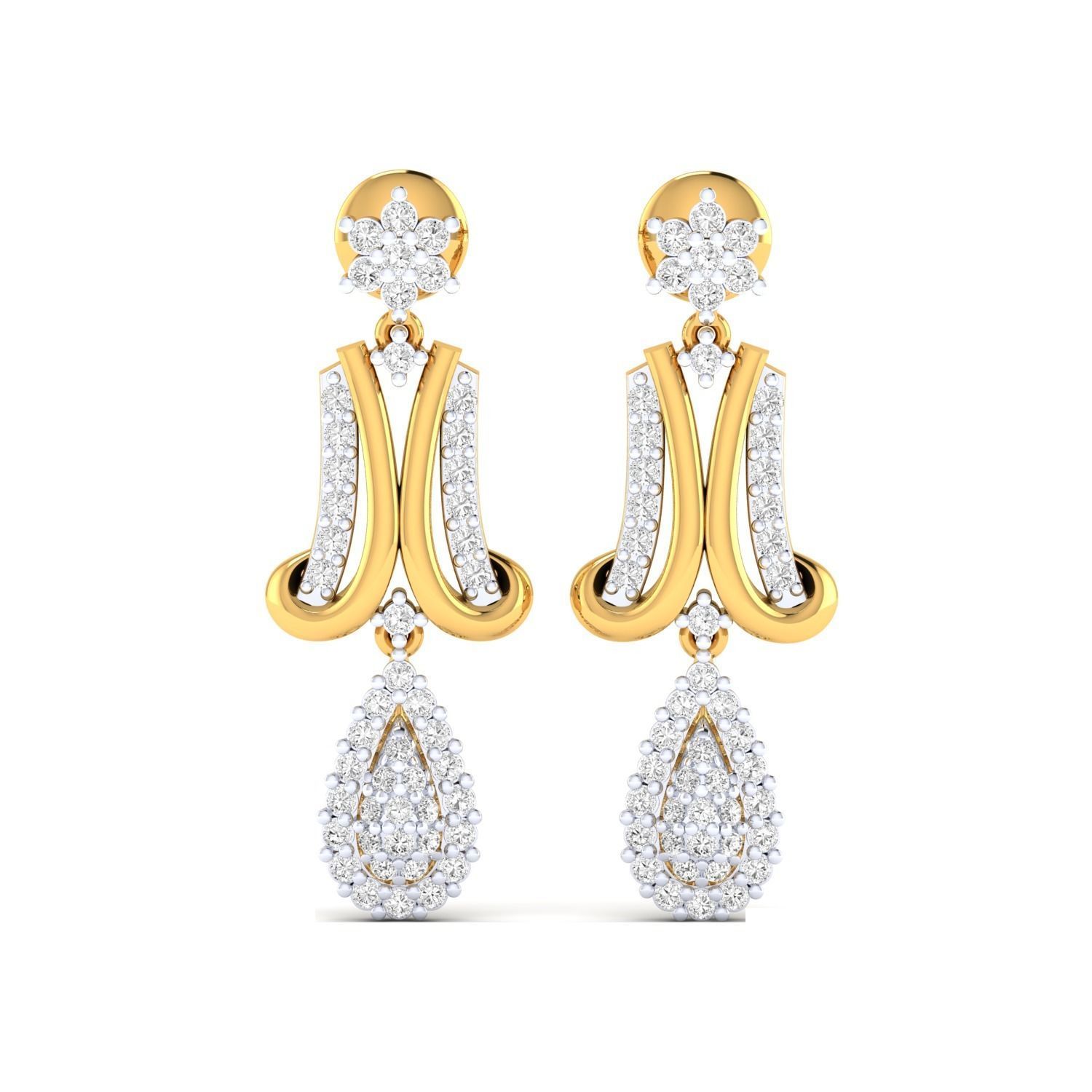 Women Long Drop Earrings STL JCD OBJ FBX Renders Details 3D print model_17