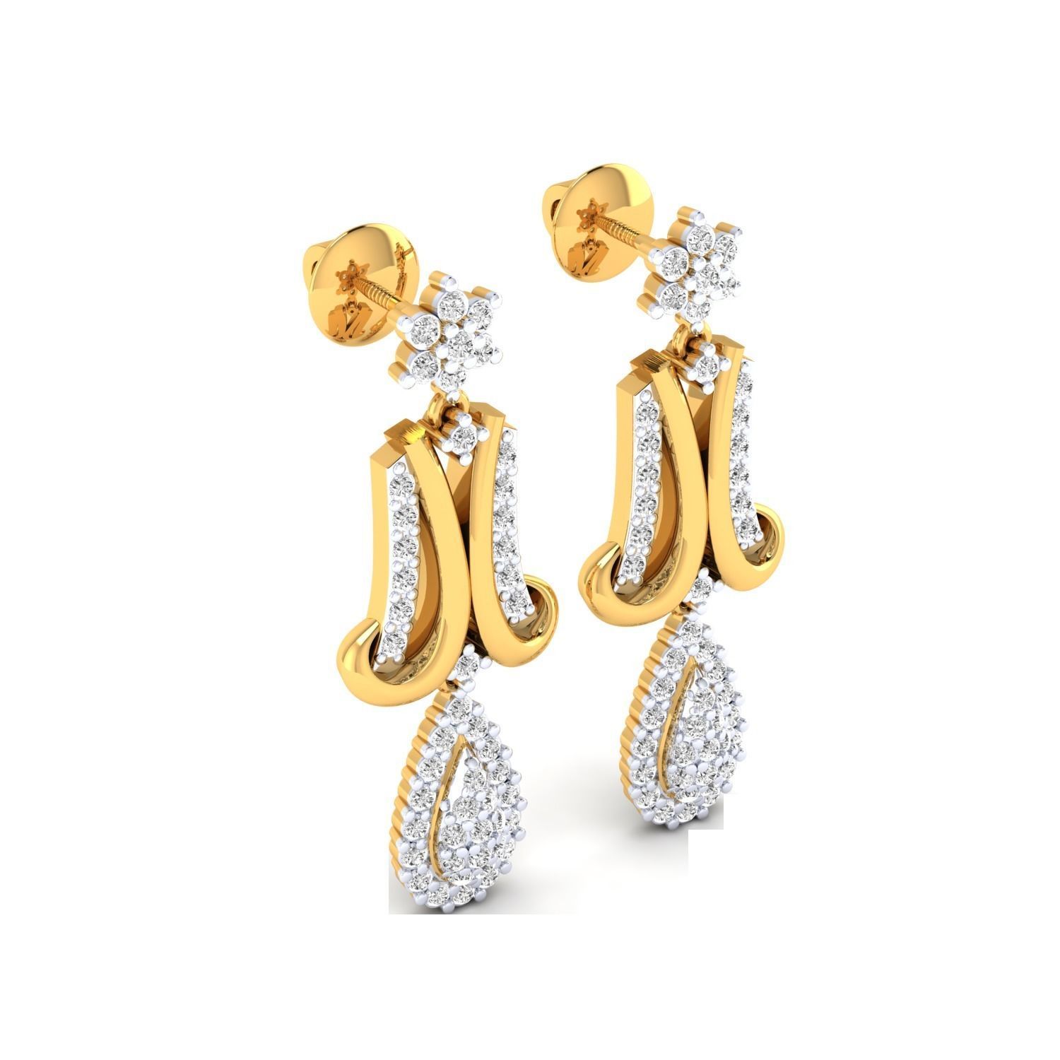 Women Long Drop Earrings STL JCD OBJ FBX Renders Details 3D print model_7