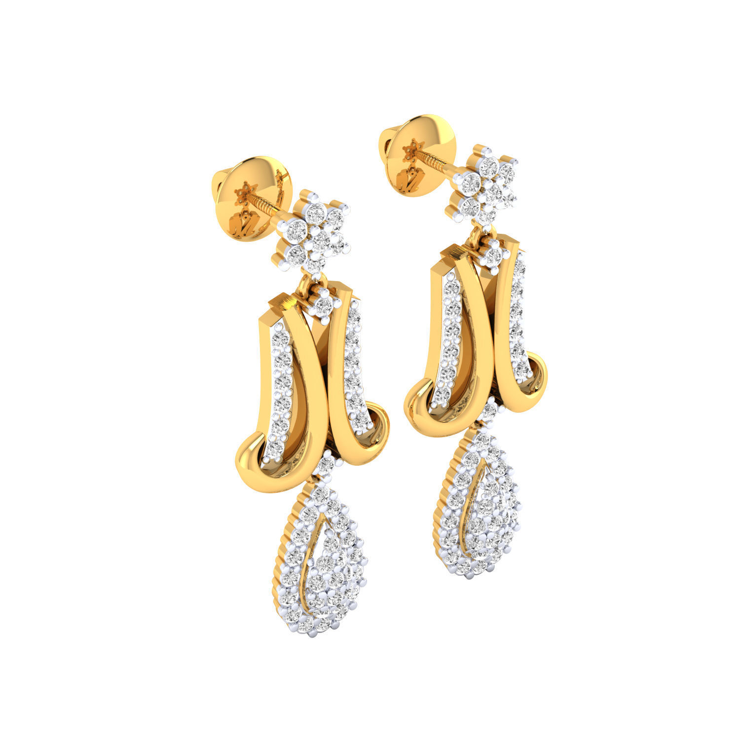 Women Long Drop Earrings STL JCD OBJ FBX Renders Details 3D print model_6