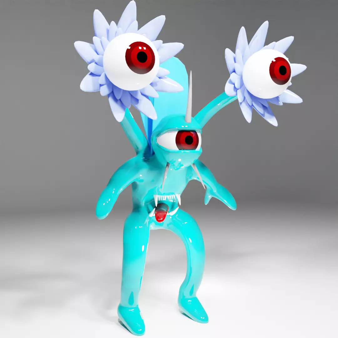 sci-fi creepy monster with big eyes 3D model