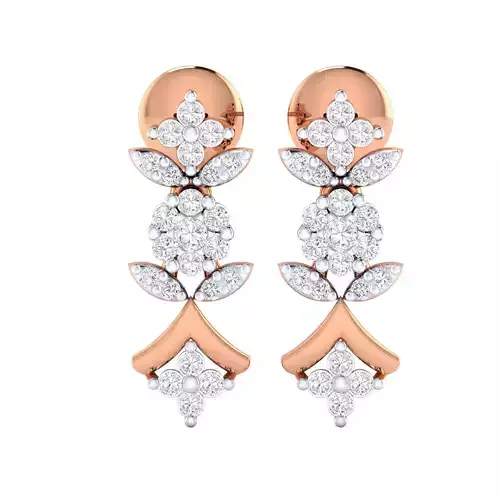 Women Long Drop Earrings STL JCD OBJ FBX Renders Details