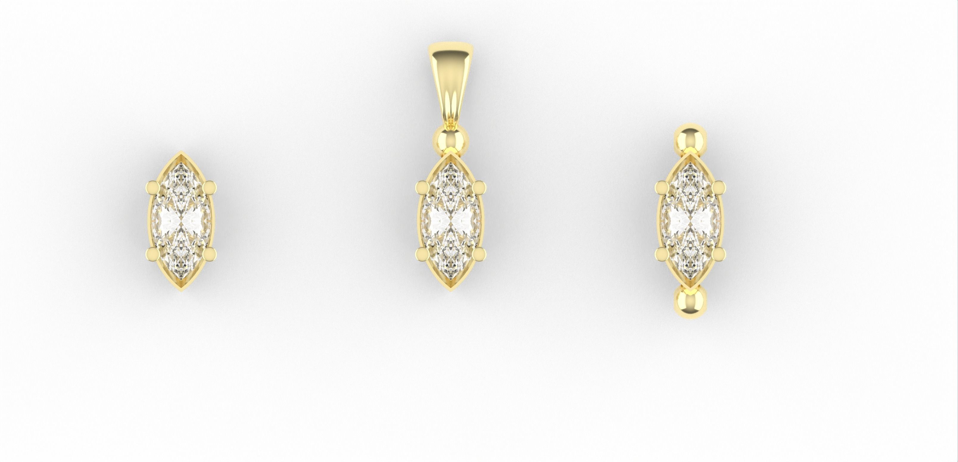 Marquise Stone Setting Collection Semi-finished Chaton 3D print model_1