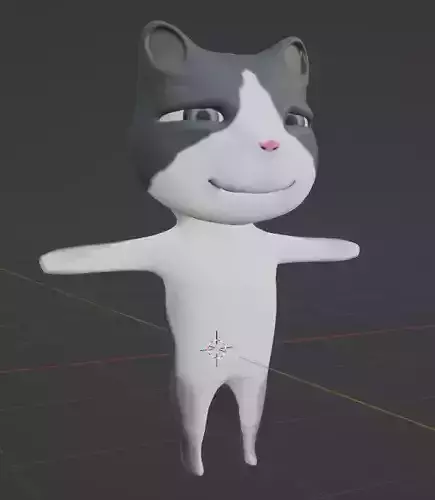 the Mystical Grey-White Cat Cartoon Character Low Polygon