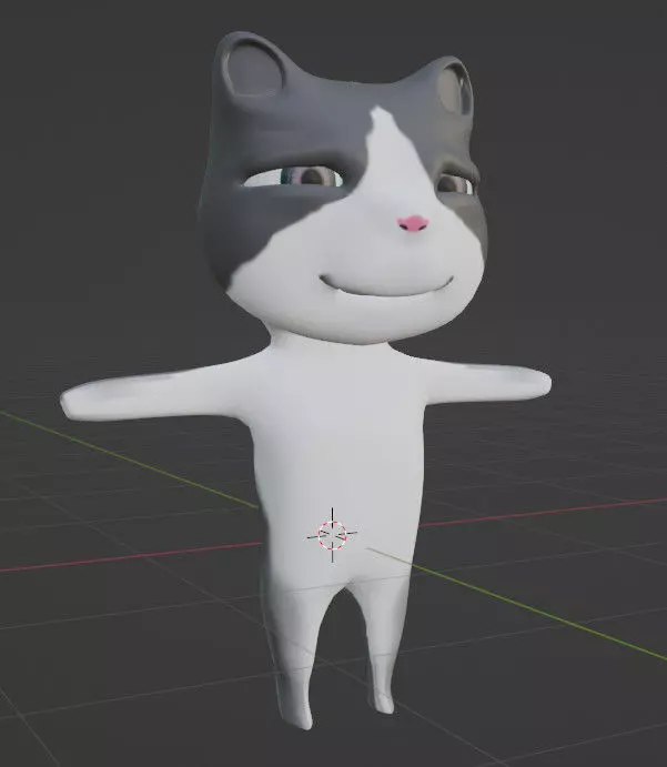 the Mystical Grey-White Cat Cartoon Character Low Polygon Low-poly 3D model