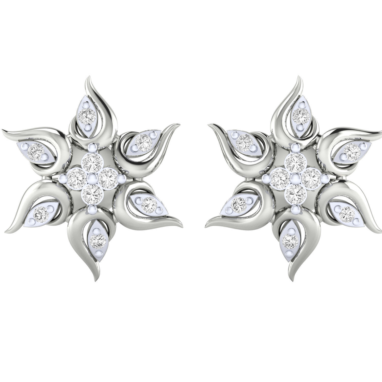 Women Stud Earrings STL JCD OBJ FBX Renders Details 3D print model_10