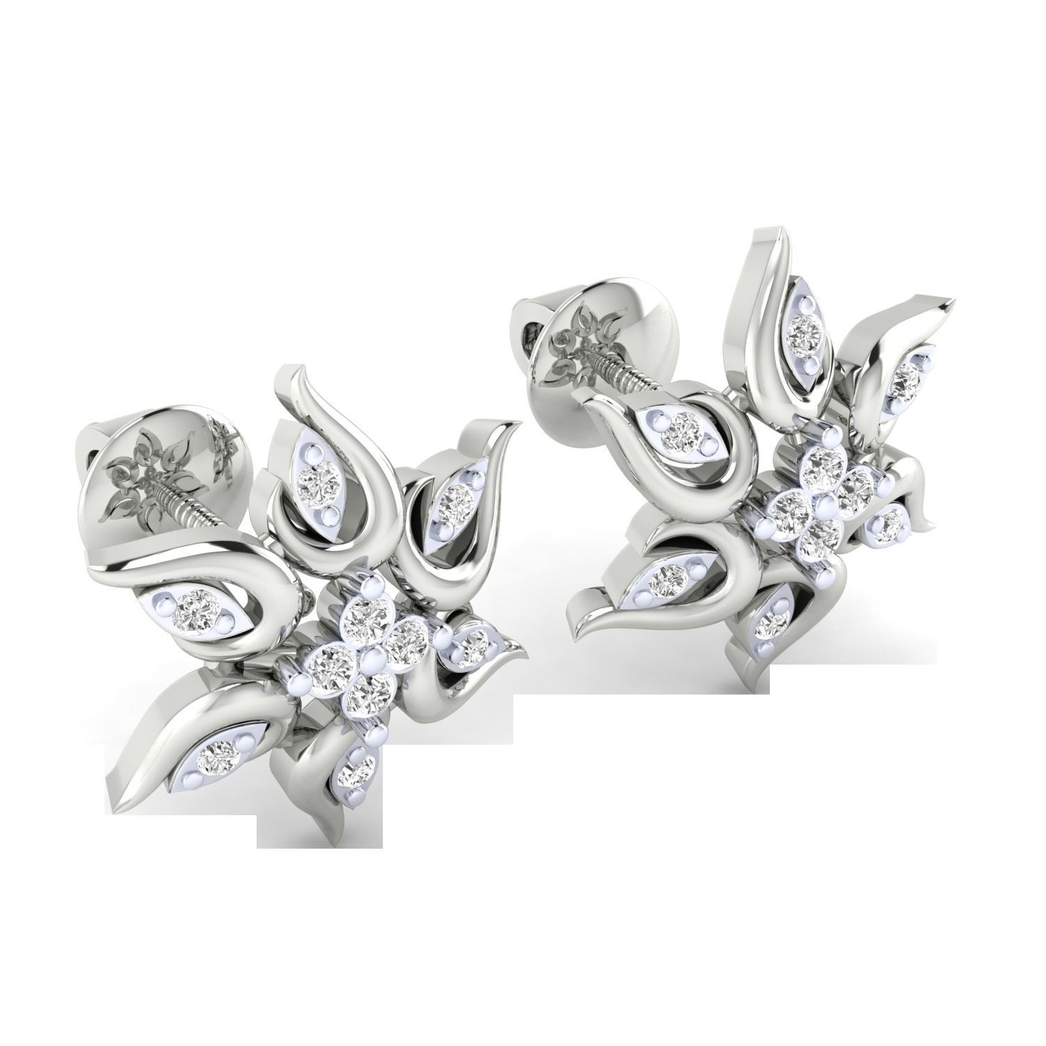 Women Stud Earrings STL JCD OBJ FBX Renders Details 3D print model_7