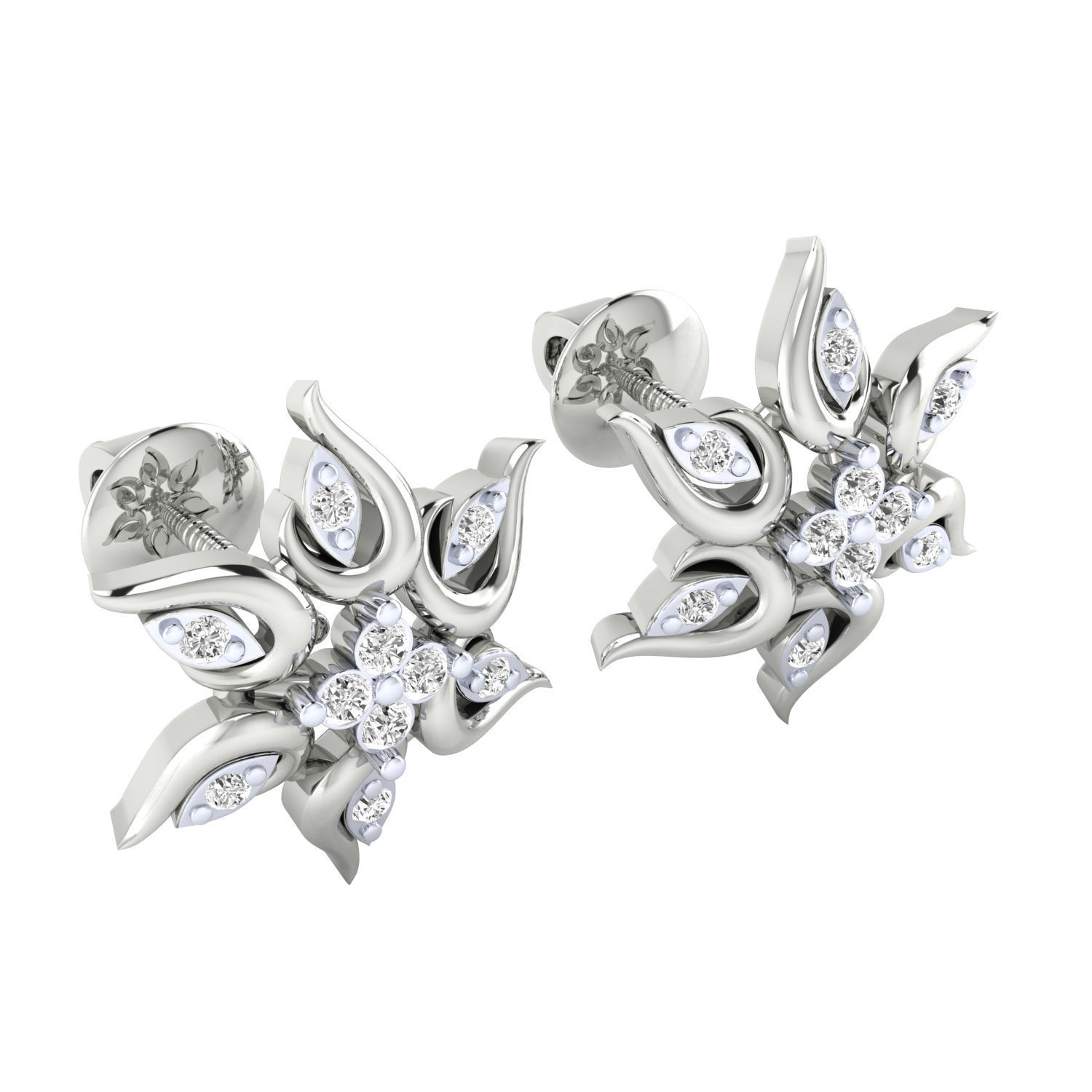 Women Stud Earrings STL JCD OBJ FBX Renders Details 3D print model_6