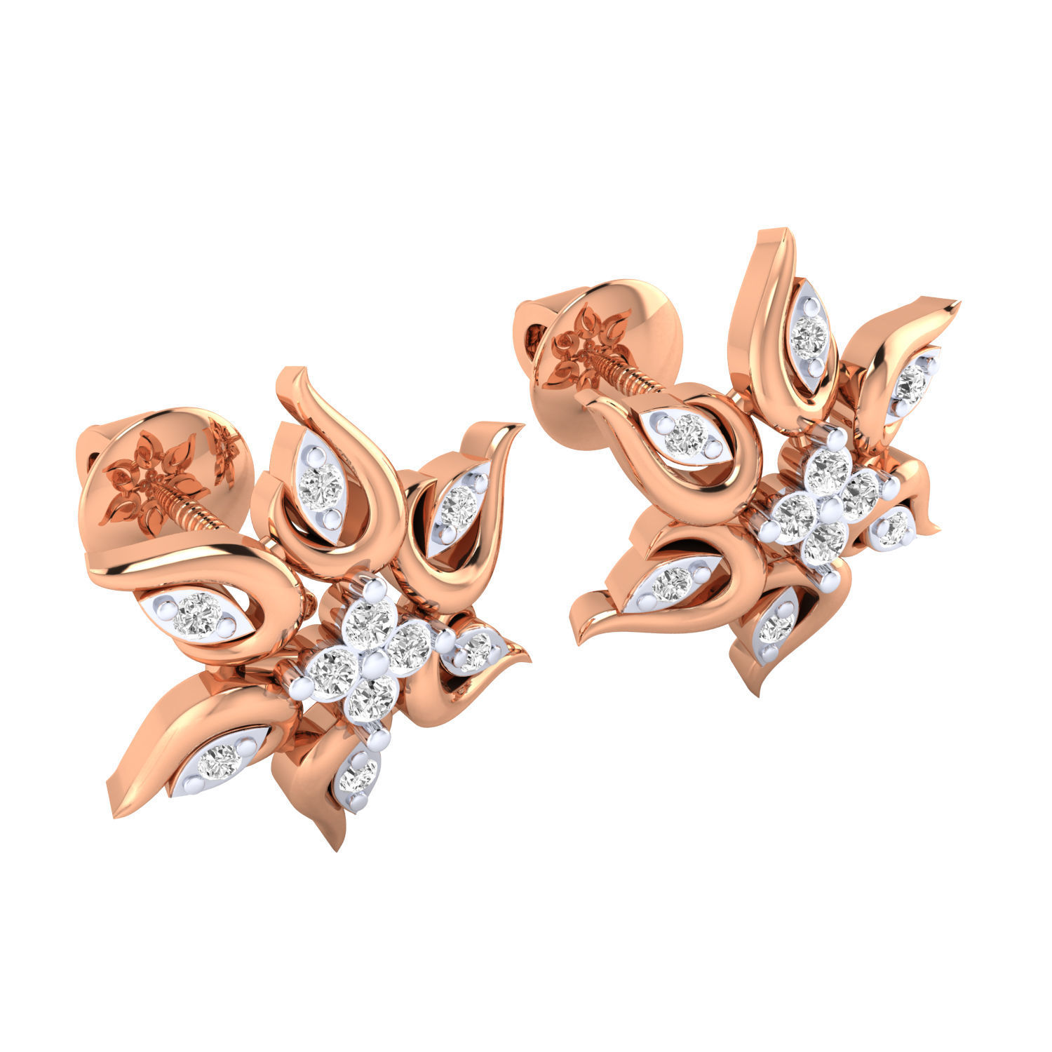 Women Stud Earrings STL JCD OBJ FBX Renders Details 3D print model_1