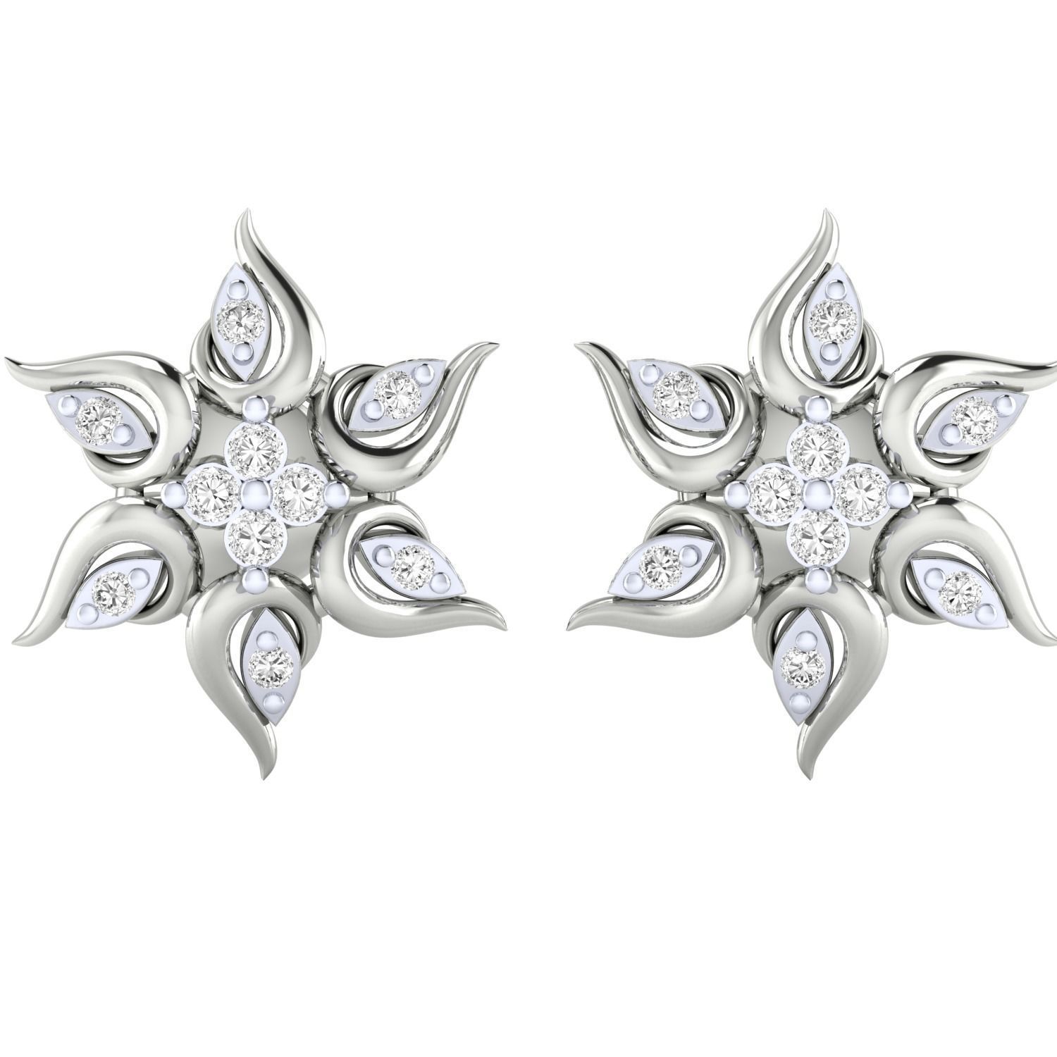 Women Stud Earrings STL JCD OBJ FBX Renders Details 3D print model_11