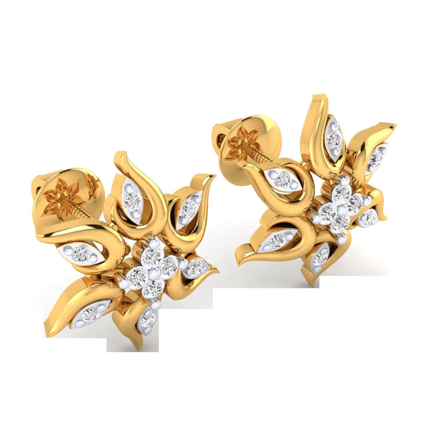 Women Stud Earrings STL JCD OBJ FBX Renders Details 3D print model_13