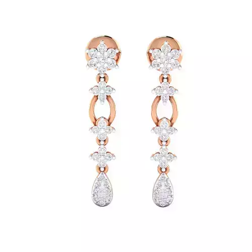 Women Long Drop Earrings STL JCD OBJ FBX Renders Details