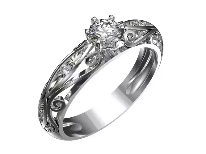 Engagement ring with 4mm round diamond